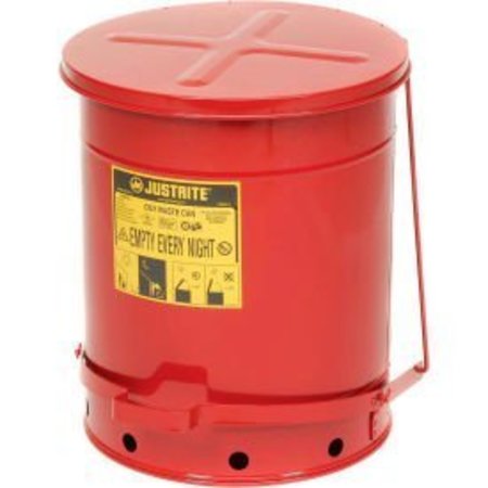 JUSTRITE Justrite 14 Gallon Oily Waste Can, Red - 09500 9500